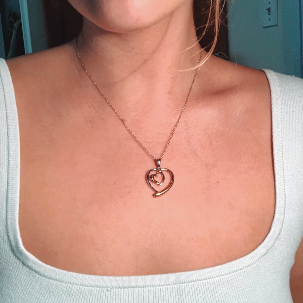 Two Tone Heart Necklace